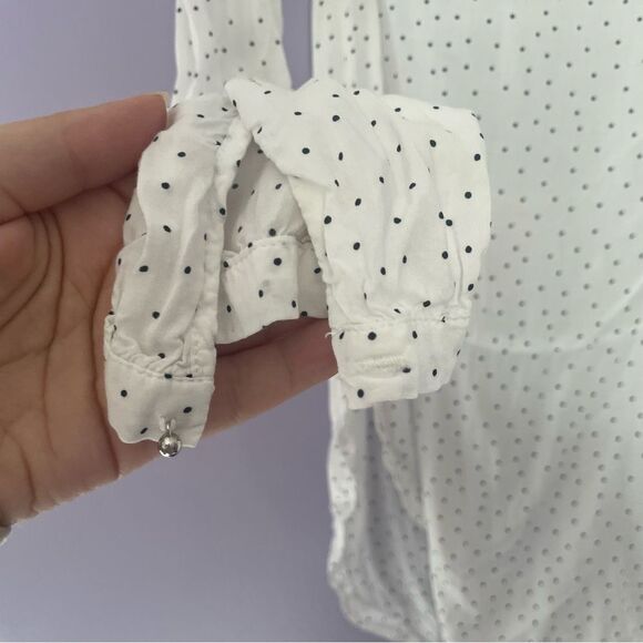Esprit White Polka Dot Long Sleeve Blouse size XS Lightweight - Picture 7 of 8